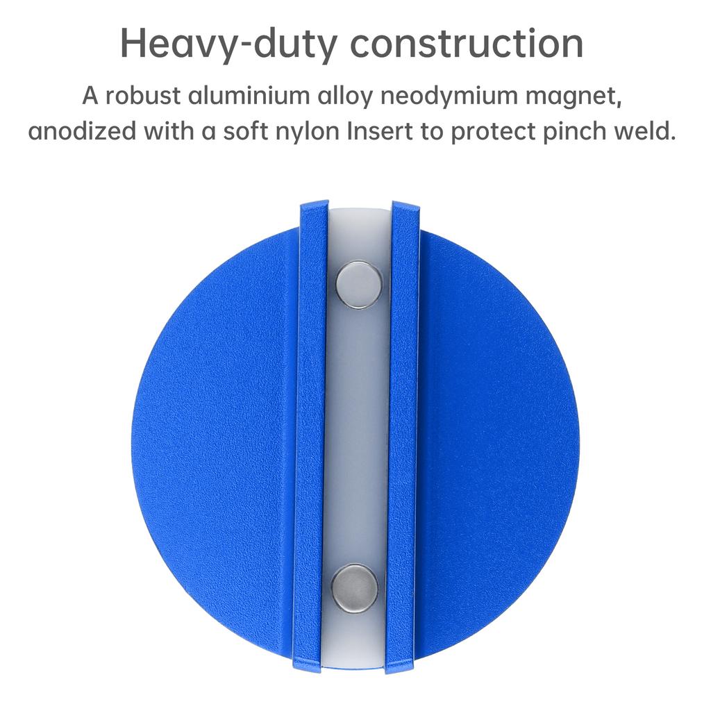 2pcs Universal Aluminum Groove Magnetic Jack Adapter Large Groove Blue Pinch Weld Frame Track Pads