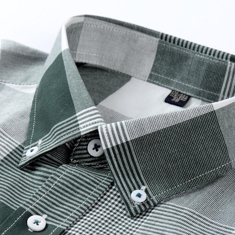 Классический покрой из чистого хлопка, деловая мужская клетчатая рубашка, качественные клетчатые мужские топы с длинными рукавами и нагрудным карманом, офисные повседневные