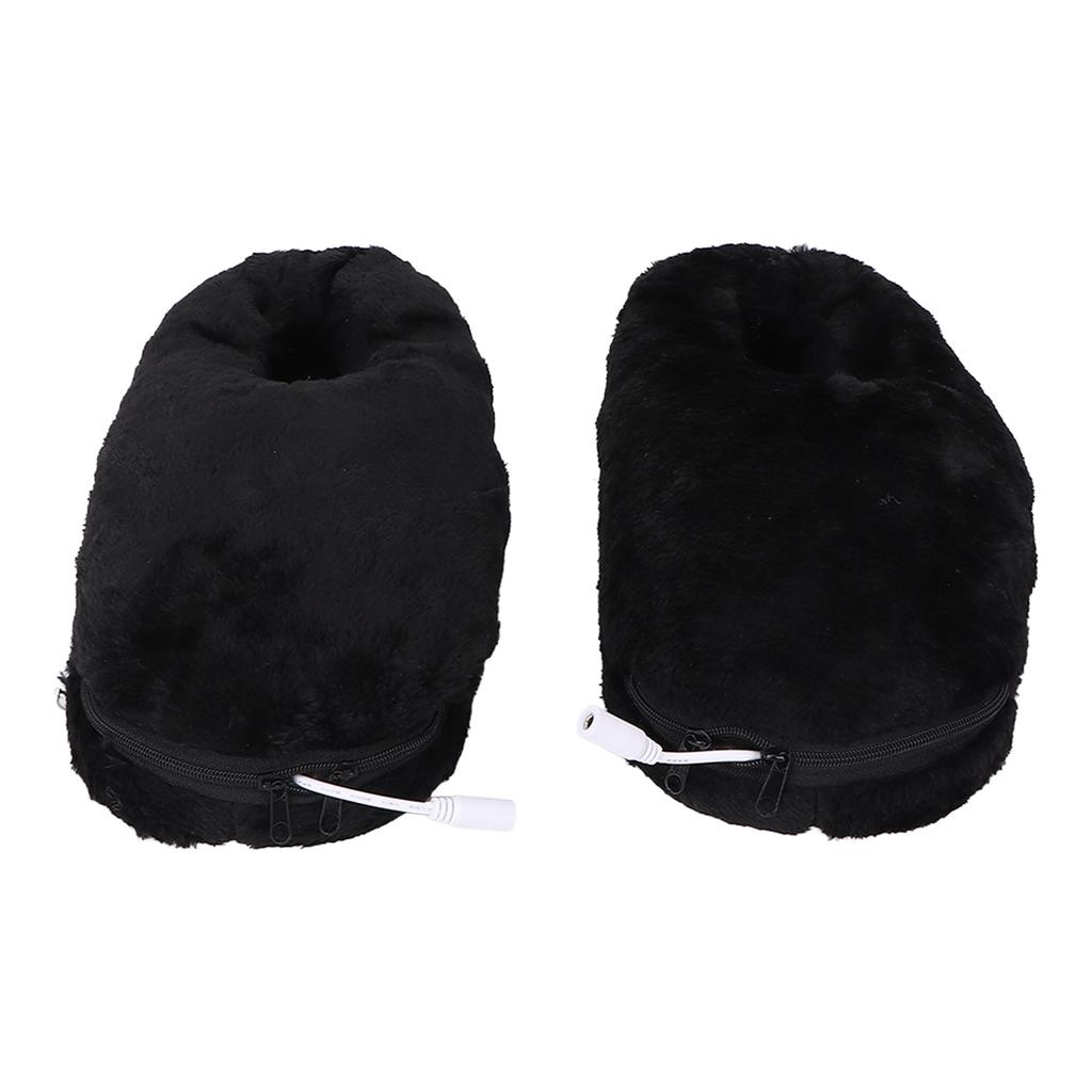 USB Нагреваемая обувь Мужская Женская Моющаяся Уличная Мягкая Плюшевая Электрическая Обувь с Подогревом для Согрева Ног Черная