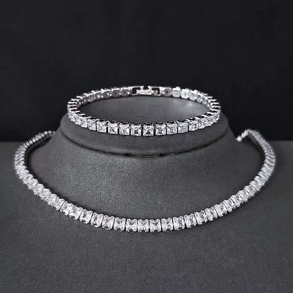 2026 New Trendy white Color bracelet bangle and Necklace Pendant Set for Women Anniversary Gift Jewelry Wholesale s7207-x7330