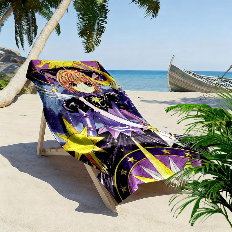 Cardcaptor Sakura Print Beach Towel, Large Soft Quick Dry Towel for Beach Camping Swimming