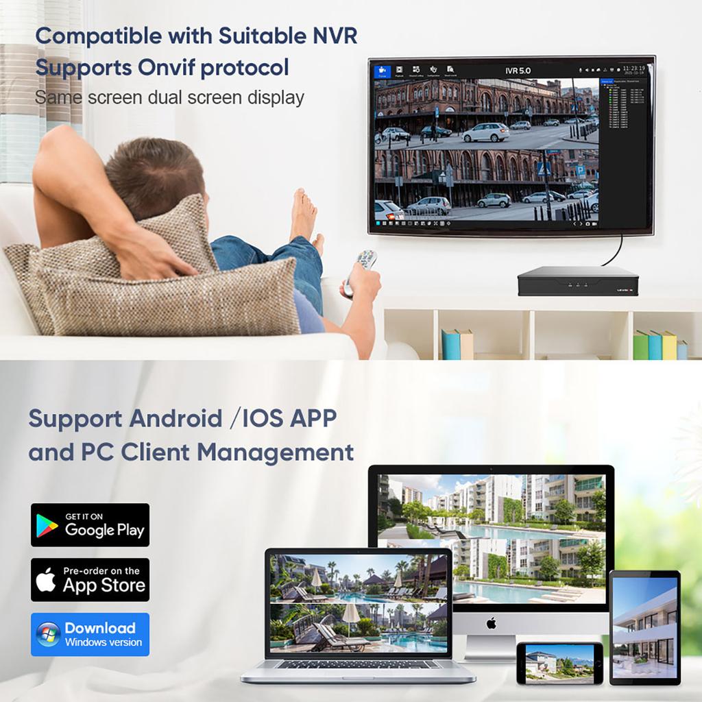 8MP 4K PTZ Wifi Camera Dual Lens Wireless Outdoor Surveillance Camera Ai Human Detect Security IP Camera Auto Tracking iCSee App