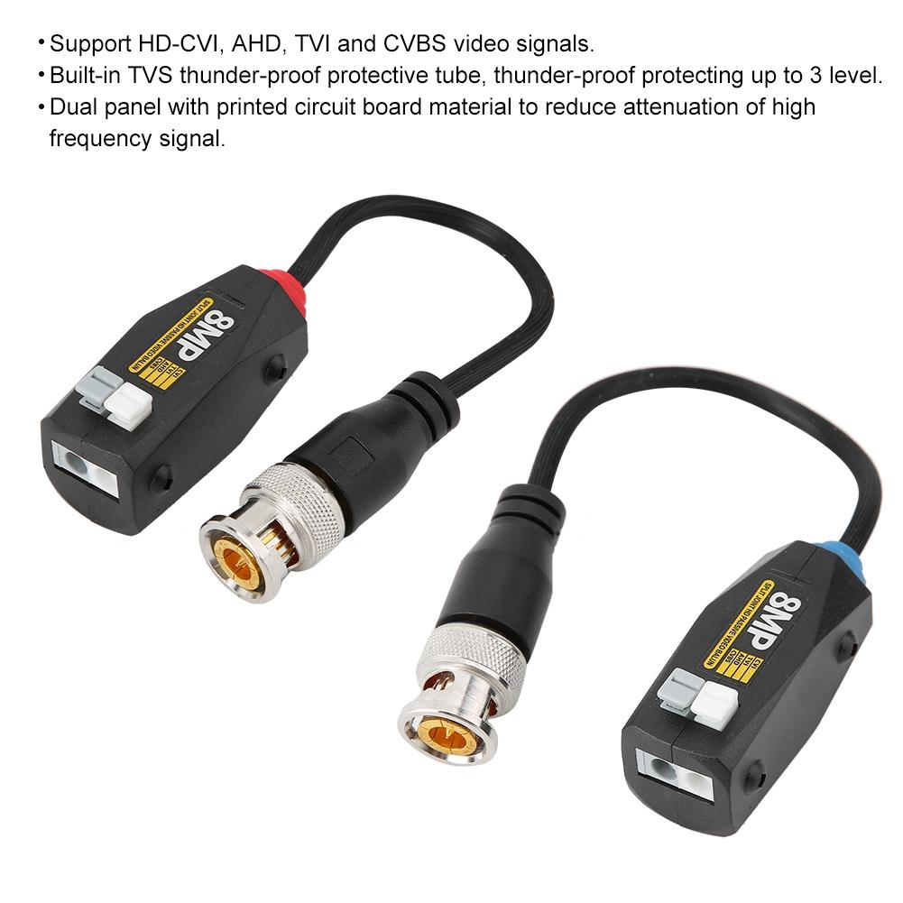 1 пара 8MP High Definition Spliced Passive Video Balun Push Terminal Twisted Pair Transmitter