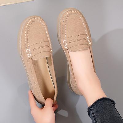 Hy кожаные туфли женские осенние новые туфли на подошве из говяжьих сухожилий материнские туфли нескользящая мягкая подошва одна педаль туфли-лоферы женские