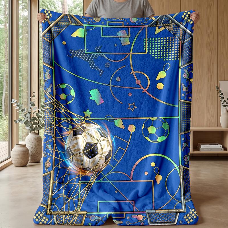 Soccer Ball in Motion 7 Theme blanket Lightweight Warm Flannel Blanket Decorative Throw Blanket for Home Decoration