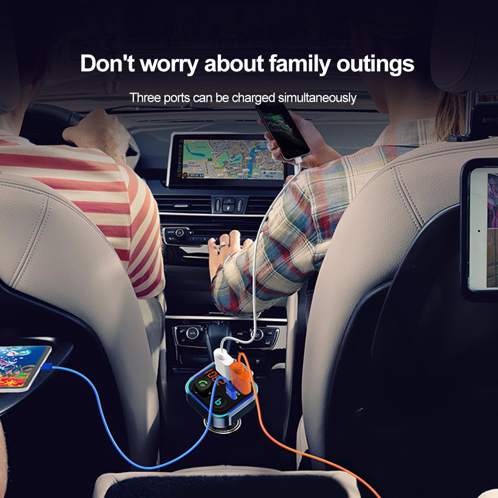 Bluetooth 5.0 Автомобильный FM-передатчик Handsfree Radio Handsfree MP3-плеер Автомобильный комплект 20 Вт PD QC3.0 Быстрая зарядка Двойной USB-адаптер зарядного устройства