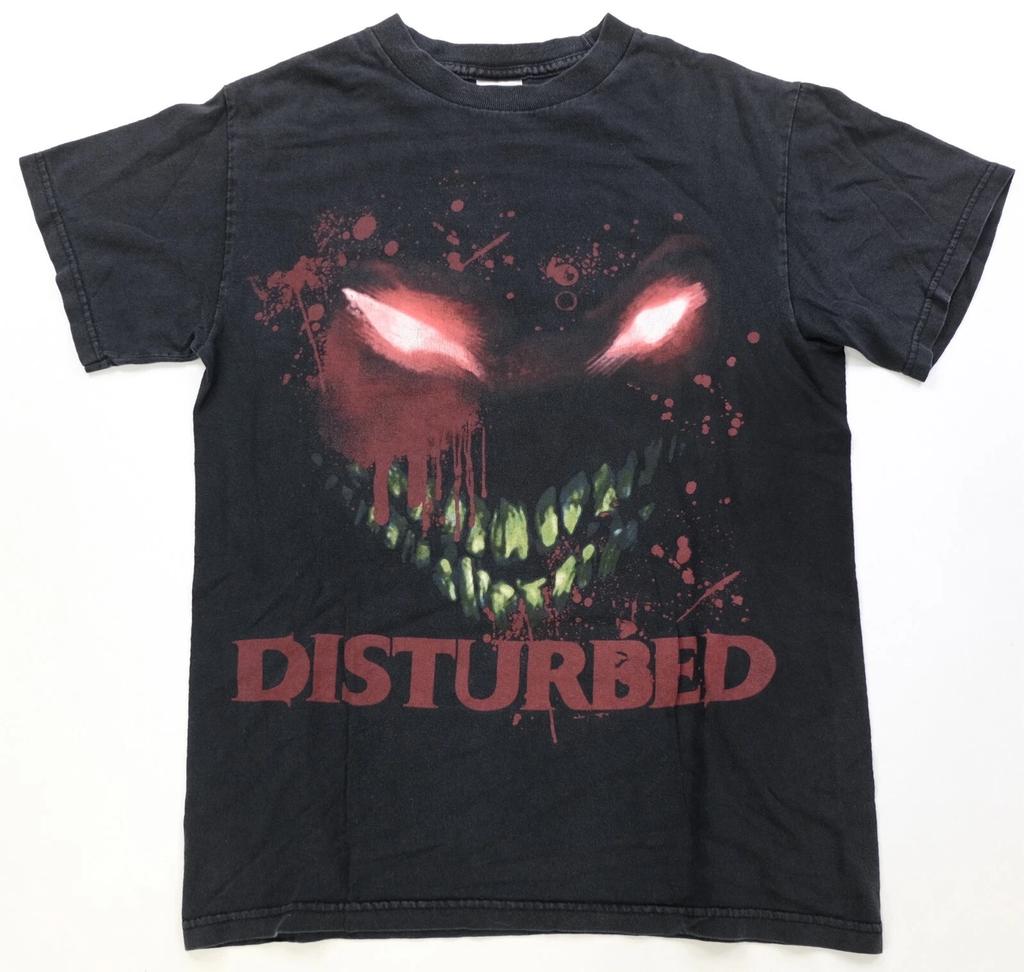 Rare Vintage Disturbed Scary Monster Face Tour Graphic T Shirt 2010s Black SZ S