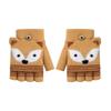 Autumn Winter Cartoon Fox Knitted Gloves Warm Gloves Children Mittens Flip Fingerless Gloves