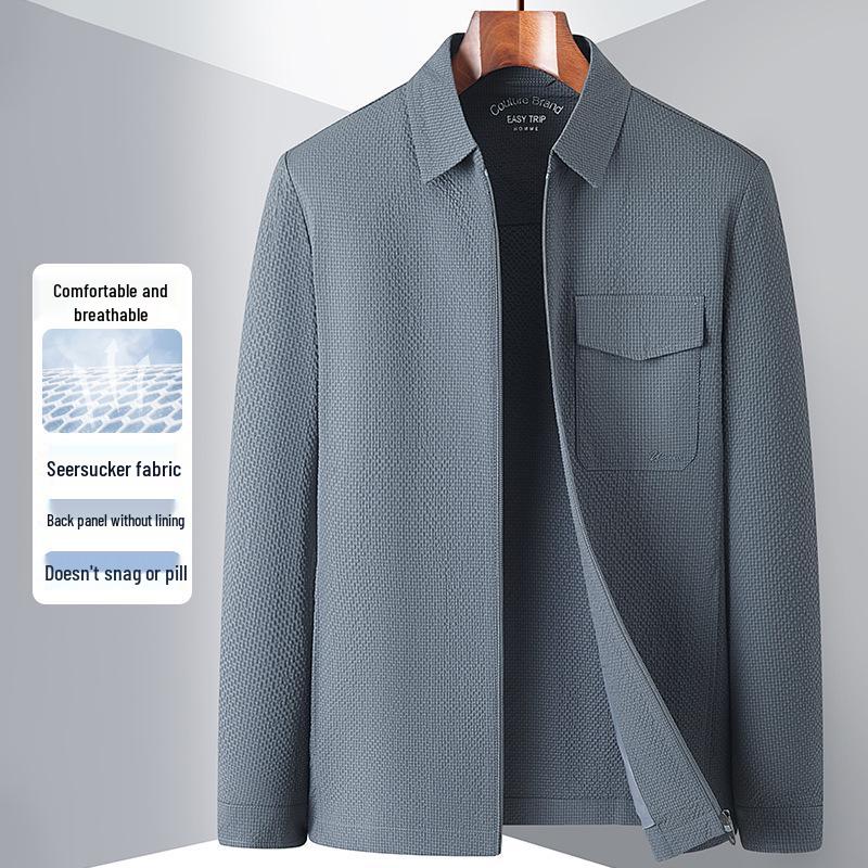 Высококлассная весенняя куртка в стиле business casual - отложной воротник, застежка-молния, легкая представительская рабочая одежда