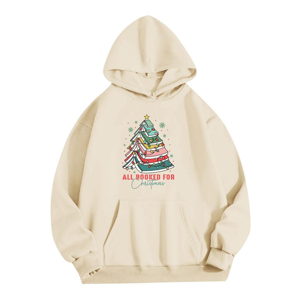 Women's O-neck Long Sleeve  Printed Top Solid Color Hoodie