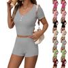 Женская модная спортивная одежда, однотонные шорты с короткими рукавами