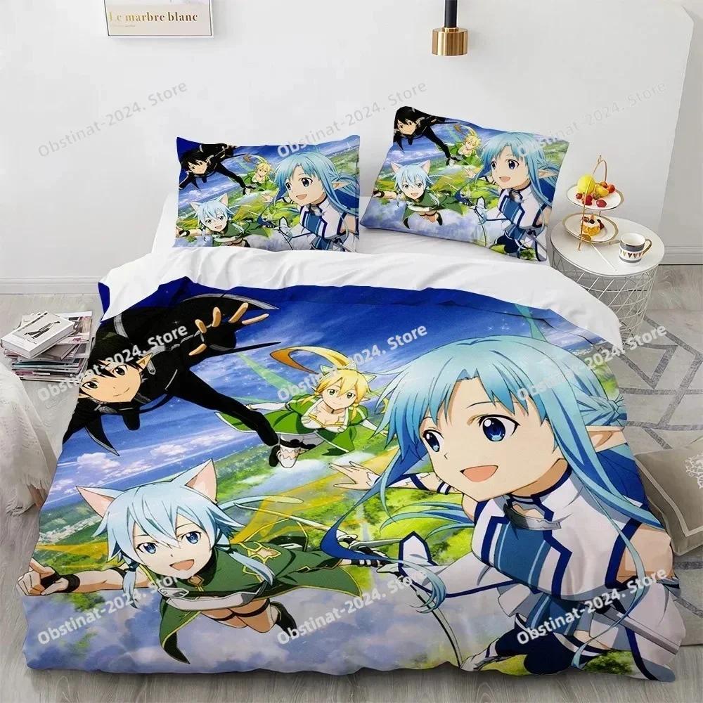 Постельное белье Sword Art Online Печатное одиночное одеяло Покрывало Пододеяльник Наволочка Наборы из 3 предметов Детский Взрослый Размер
