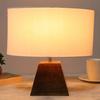 36.57 Cm Wood Table Lamp, Modern Base Fabric Lampshade for Home Office Cafe Restaurant, Pyramid, Bedroom, Dining, Living Room Decor Bulb Not Included