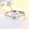 Fashion Ladies Crystal Love Heart Adjustable Open Rings Jewelry