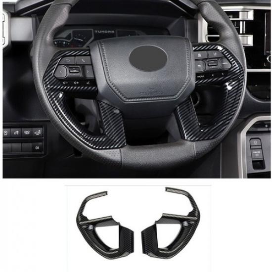Steering Wheel Trim 2pcs ABS Carbon fiber For Toyota Tundra 2022 2023