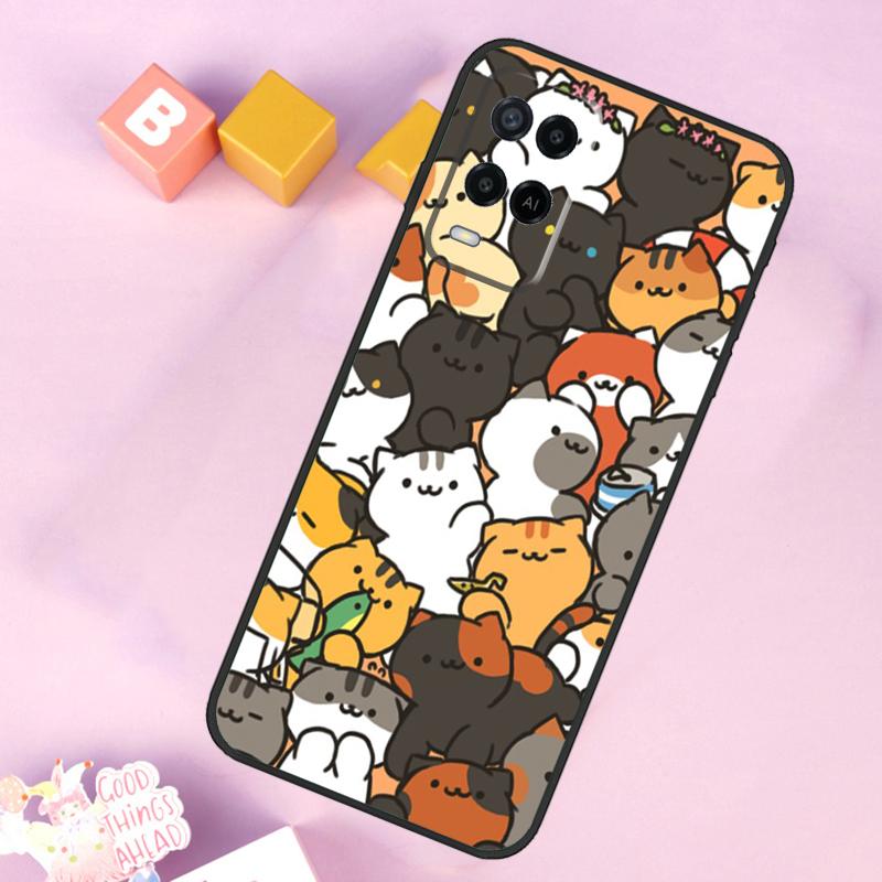 Милый Мультяшный Чехол-Кошка Для Oppo A17 A57 A16 A76 A96 A60 A40 A80 A18 A38 A58 A78 A98 A15 A54 A74 A94 A6 A5 Pro
