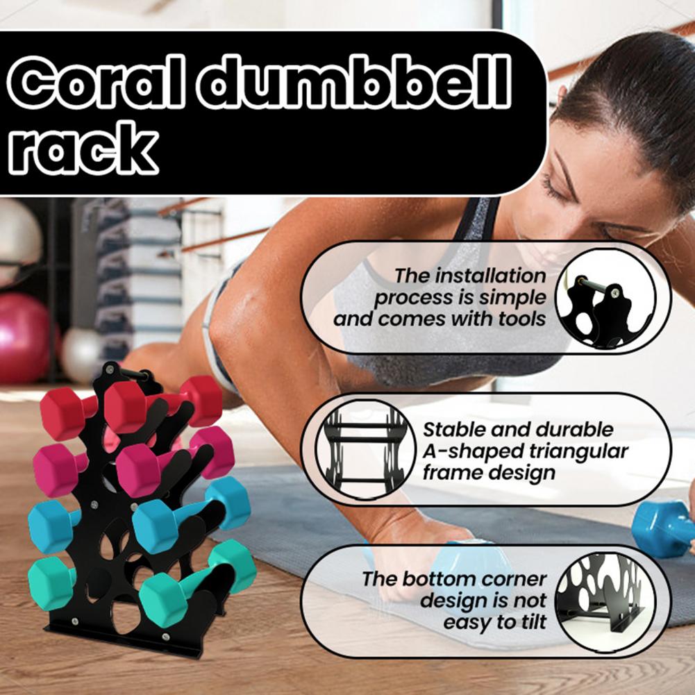 4-Tier Dumbbell Rack Heavy Duty Weight Stand with Handle Space Saving A-Frame Metal Home Gym Workout Dumbbell Holder