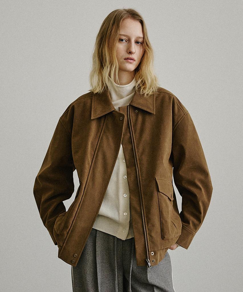 Artid Suede Oversized Blouson Jumper_Brown