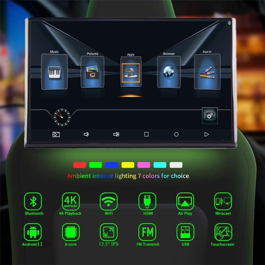 ТВ-монитор на подголовник 12,5" Android 11 4+64 ГБ