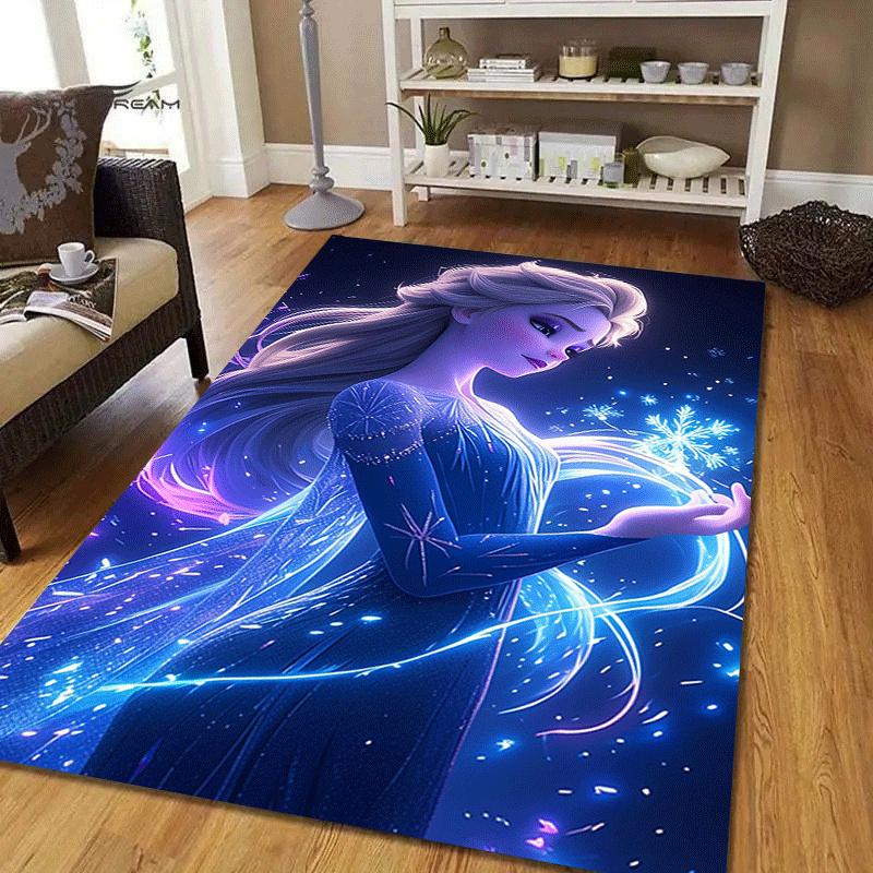 1pc Elsa Pattern Area Rug Soft Flannel Floor Mat for Living Room,Office,Bedroom and Carpet,Sofa Coffee Table Floor Mat