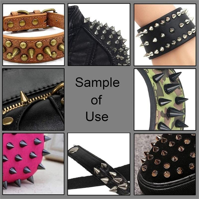 200PCS Cone Studs and Spikes 9.5x7mm Punk Spikes Studs Metal Spikes Rivet for Clothing Leather Jackets DIY Bracelet