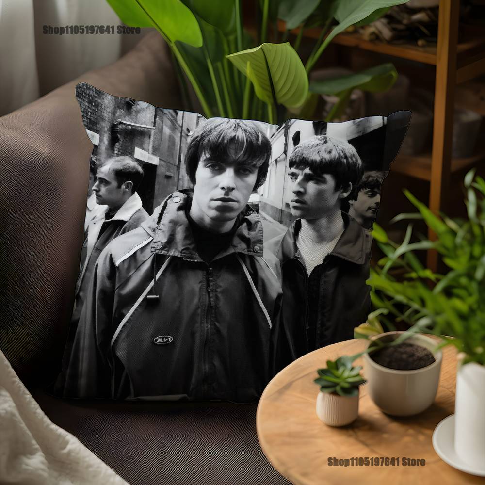 O-Oasis Band Pillow Case For Sofa Decor Car Office Room Printing Cushion Cover Decorations and Protector