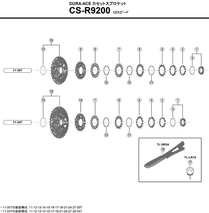 SHIMANO Редуктор Y0MV98040 CS-R9200 (17-19Т) 11-34Т