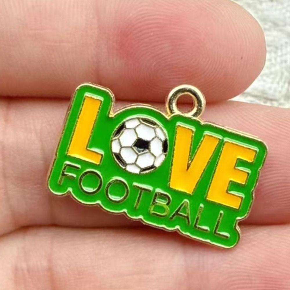 Enamel Design Football Series Pendant Green Color DIY Earrings Charms  Necklace Making