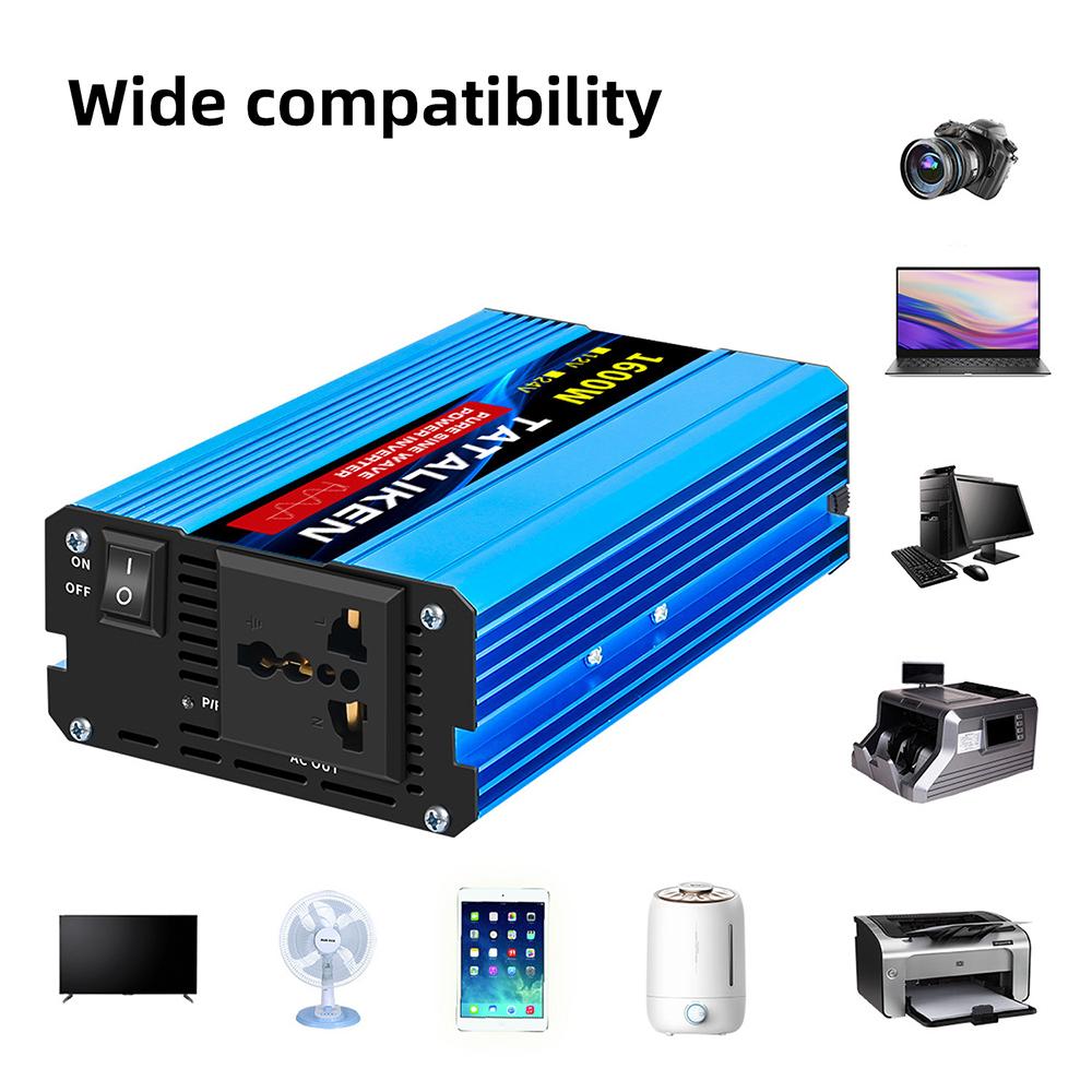 Инвертор чистой синусоиды DC12V в AC 220V 1600W 3000W Преобразователь мощности Автомобильный Солнечный Инвертор Цифровой Дисплей Автомобильный/Домашний Инвертор