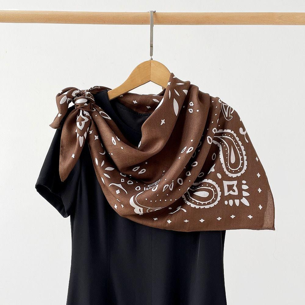90cm Women Head Scarf Printed Silk Scarves Fashion Female Shawl Wrap  Summer Accessories
