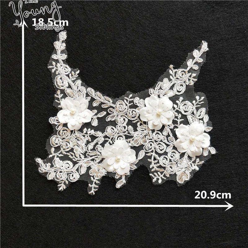 Fashion Style White Lace Fabric Neckline Embroidery Applique Lace Collar DIY Trim Sewing Clothing Accessories Craft Supplies