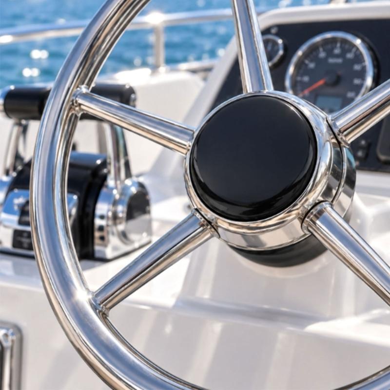 Replacement Boat Steering Wheel Hub Cap, Black Polycarbonate Center Cover for Uncovered, Missing, or Worn Hub Positions
