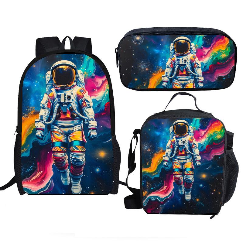 Classic Popular Funny astronaut 3D Print 3pcs/Set pupil School Bags Laptop Daypack Backpack Crossbody Lunch bag Pencil Case