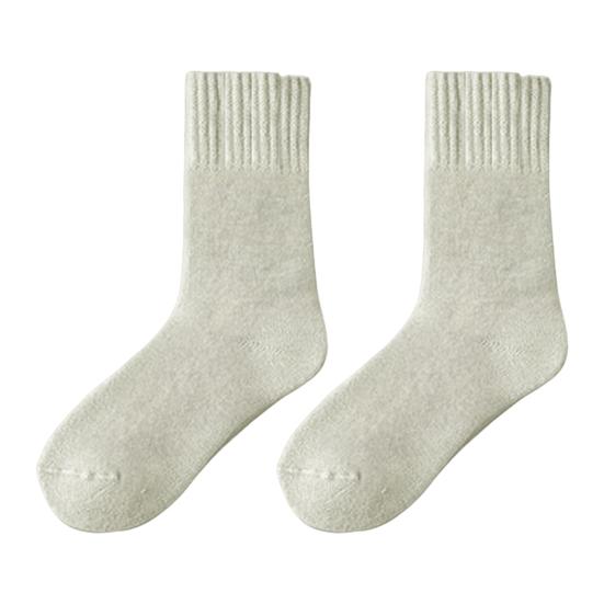 1 пара женских зимних носков однотонные с рубчатыми манжетами, утолщенная плюшевая подкладка, носки для сна, осень-зима, для повседневной носки