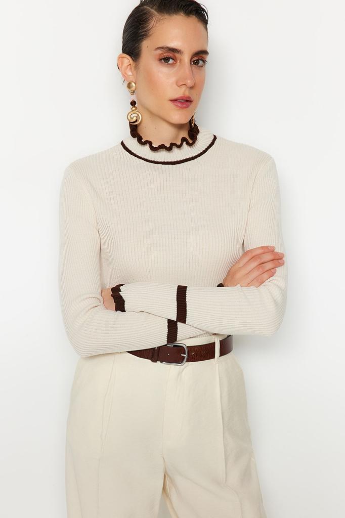 Женский свитер в элегантном стиле, трикотаж с цветными блоками, свитер