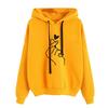 Printed Heart Solid Color Hooded Sweater Long Sleeve Pullover