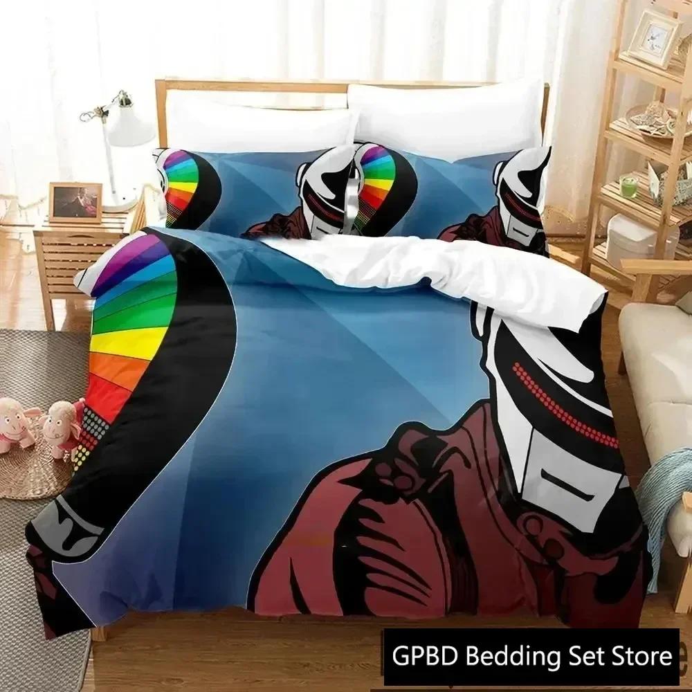 Luxury New 3D Print Daft Punk Bedding Set Duvet Cover Bed Set Quilt Cover Pillowcase King Queen Size Boys Adult Bedding Set