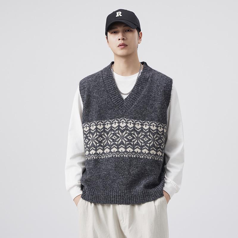 Мужской ретро жилет-свитер с V-образным вырезом, вязаный в стиле Аргил и Фэйр-Айл, для осени/зимы