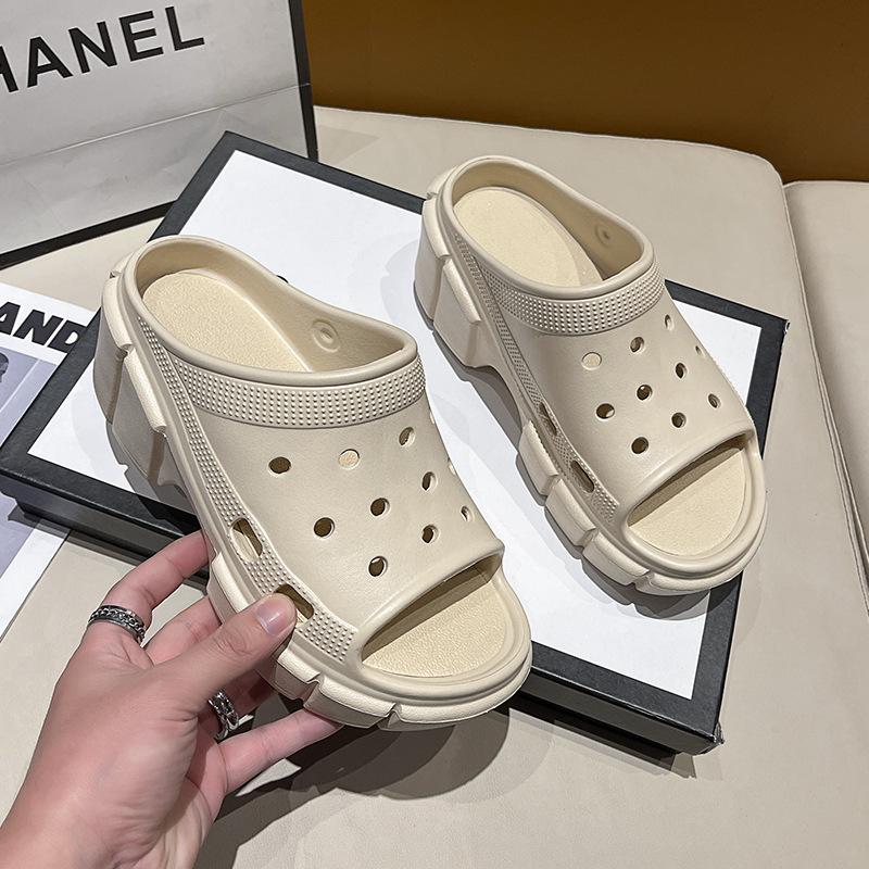 Туфли с дырочками на толстой подошве Eva Женская обувь Ощущение, будто наступаешь на дерьмо, легкие и высокие сандалии Повседневные односложные тапочки