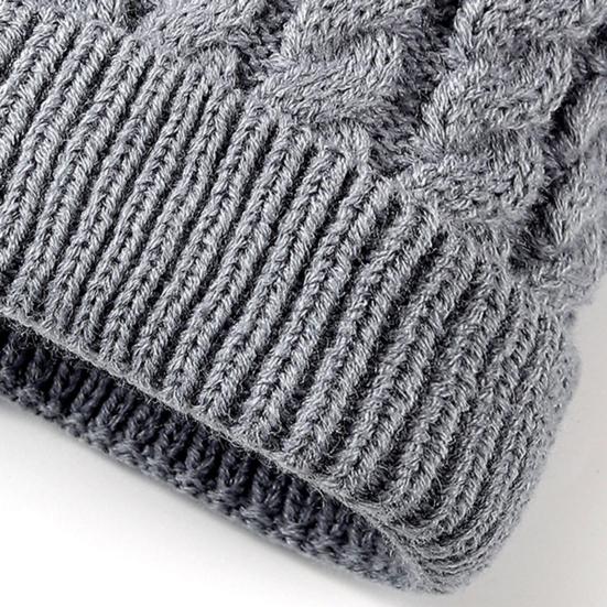 Набор из 3 предметов: детская шапка, шарф, перчатки, украшенный плюшевым помпоном, вязаный узором «косичка», утолщенный, теплый, без полей, длинный шарф, набор перчаток для сенсорного экрана