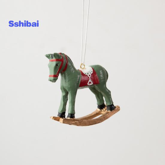 Рождественский кулон в стиле ретро, ​​милый цветной 3D мультяшный лошадка-качалка, подвесное украшение из смолы для рождественской елки