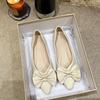 Bow single shoes women's 2025 spring new pointed single shoes women's with skirts soft-soled ladyshoes Korean version Doudou shoes women