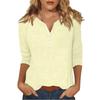 Women's T Shirt Tee Print Button 3/4 Sleeve Daily Weekend Fashion Basic V- Neck Regular Top