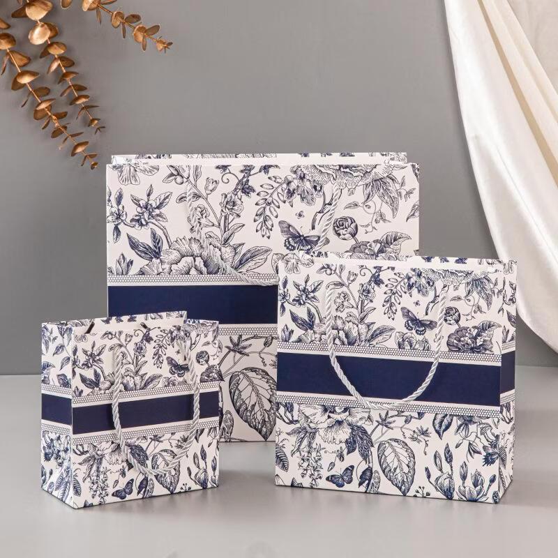 HANDUNYOU Vintage Floral Paper Gift Bags
