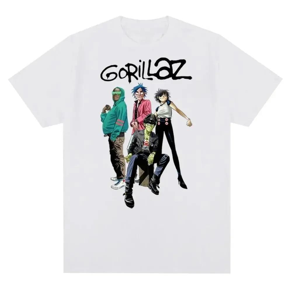Музыкальная группа Gorillazs Панк-рок Принт Футболка 90-е Повседневная Мода Короткий рукав Футболка Унисекс