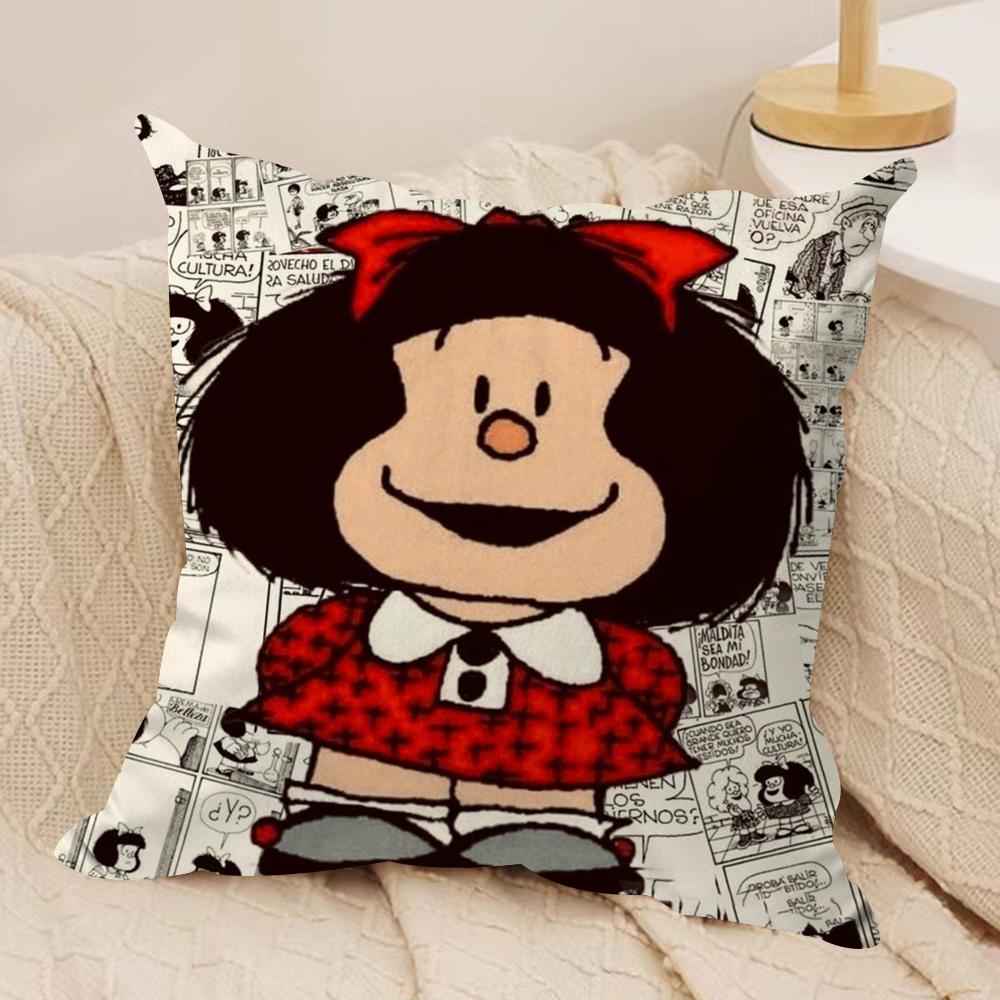 Cartoon MMafalda Cushion Cover Soft Plush DoubleSided Printed Sofa Pillow Cushion Cover  Cozy AllSeason Durable Decor Gift