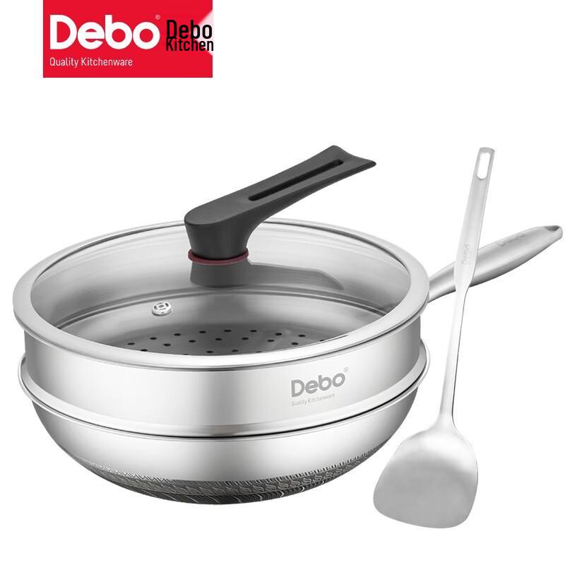 Debo 316 Stainless Steel Double-sided Honeycomb Non-stick Wok, 32cm