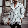 Men Windbreaker Coat Hooded Long Sleeve Solid Color Double-Breasted Jacket with Pockets Autumn Winter Outerwear