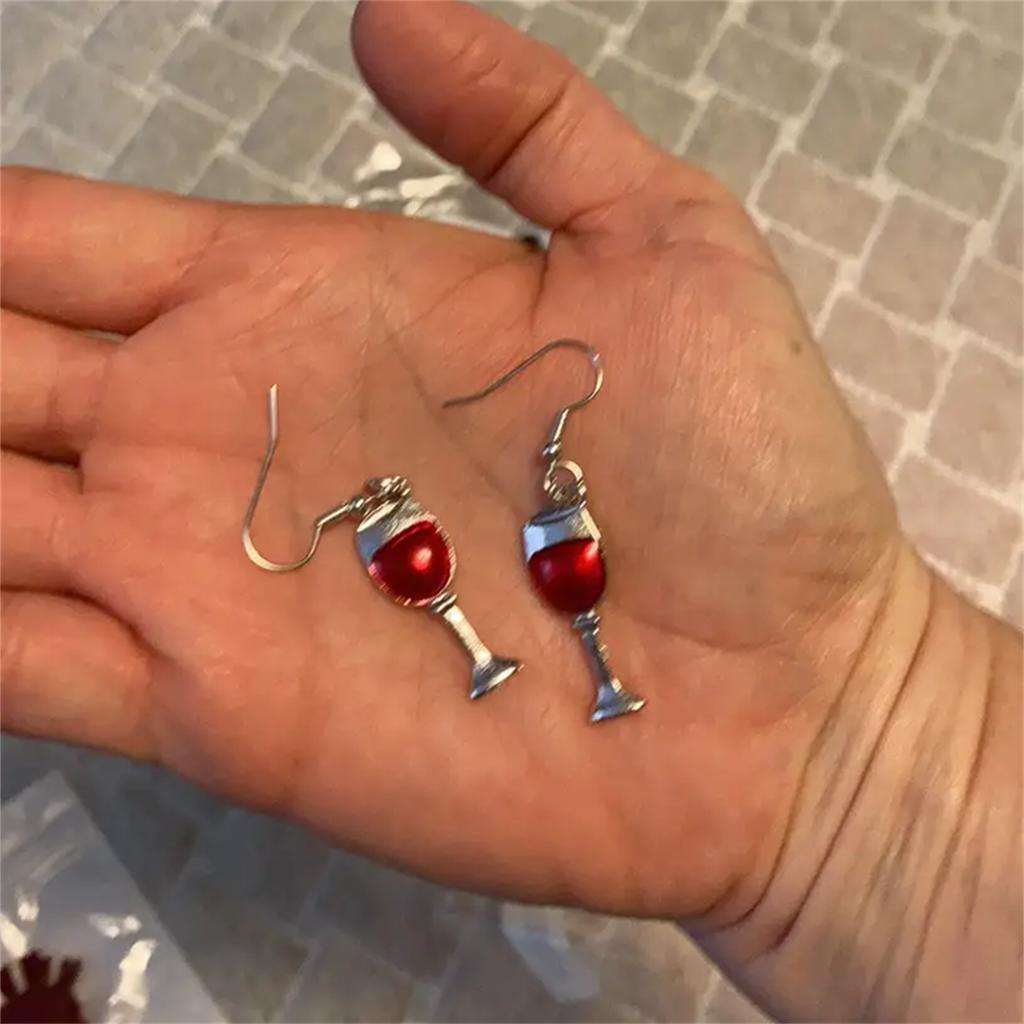 Креативные серьги-подвески из бокала красного вина, забавные украшения для ушей, подходящие для коктейльной вечеринки, семьи, друзей, декора