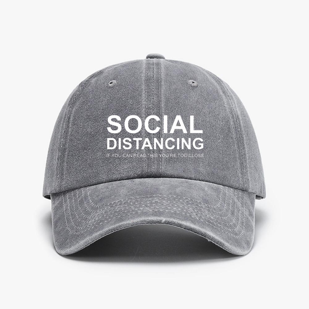 SOCIAL DISTANCING IF YOU CAN READ THIS YOURE TOO CLOSE Letter Baseball Cap Fashion Casual Adjustable Distressed Denim Hats